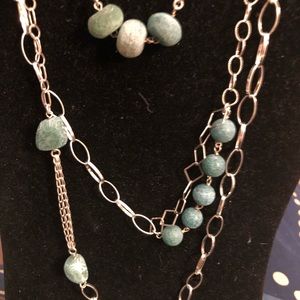 Silver and stone rope necklace
